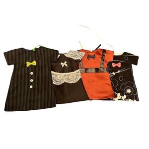 Vintage Retro Baby Doll Dress Set 4 Pc Striped Floral Lace Outfit fits 18" dolls